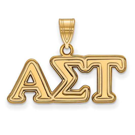 Gold Plated Sterling Silver Logoart Alpha Sigma Tau Sorority Greek Letters Medium Pendant