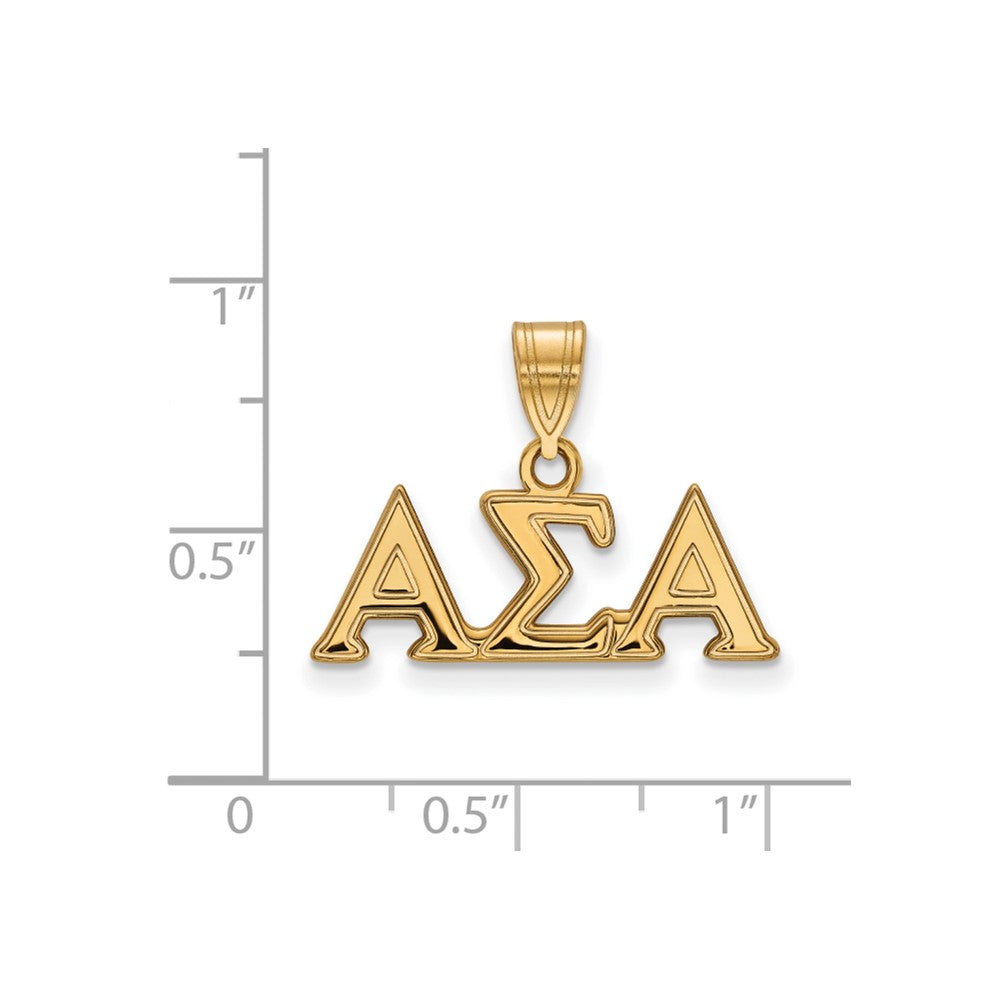 Gold Plated Sterling Silver Logoart Alpha Sigma Sorority Greek Letters Medium Pendant
