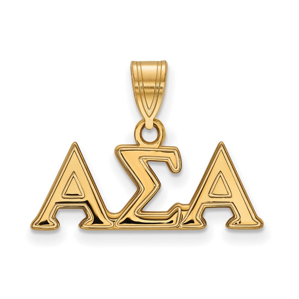 Gold Plated Sterling Silver Logoart Alpha Sigma Sorority Greek Letters Medium Pendant
