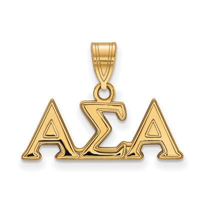 Gold Plated Sterling Silver Logoart Alpha Sigma Sorority Greek Letters Medium Pendant