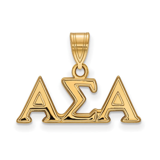 Gold Plated Sterling Silver Logoart Alpha Sigma Sorority Greek Letters Medium Pendant