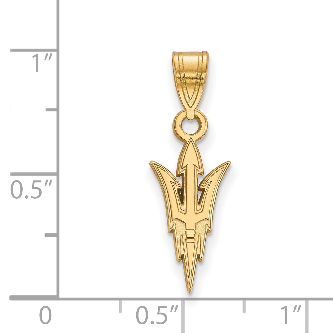 Gold Plated Sterling Silver Logoart Arizona State University Pitchfork Medium Pendant