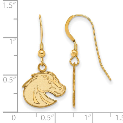 Gold Plated Sterling Silver Logoart Boise State University Bronco Small Dangle Wire Earrings