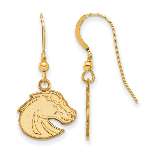 Gold Plated Sterling Silver Logoart Boise State University Bronco Small Dangle Wire Earrings