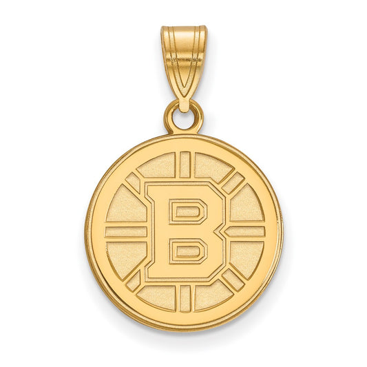 Gold Plated Sterling Silver Nhl Logoart Boston Bruins Medium Pendant