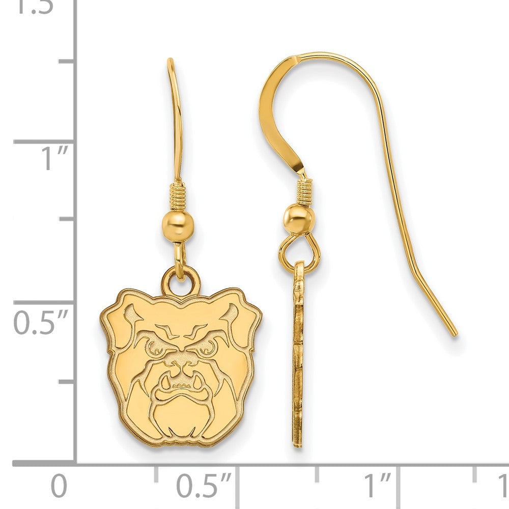 Gold Plated Sterling Silver Logoart Butler University Bulldog Small Dangle Wire Earrings