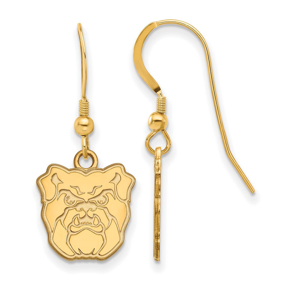 Gold Plated Sterling Silver Logoart Butler University Bulldog Small Dangle Wire Earrings