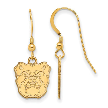 Gold Plated Sterling Silver Logoart Butler University Bulldog Small Dangle Wire Earrings