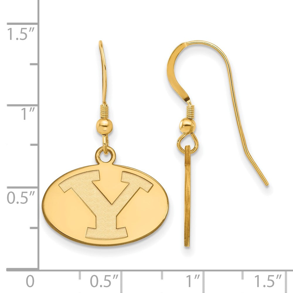 Gold Plated Sterling Silver Logoart Brigham Young University Letter Y Small Dangle Wire Earrings