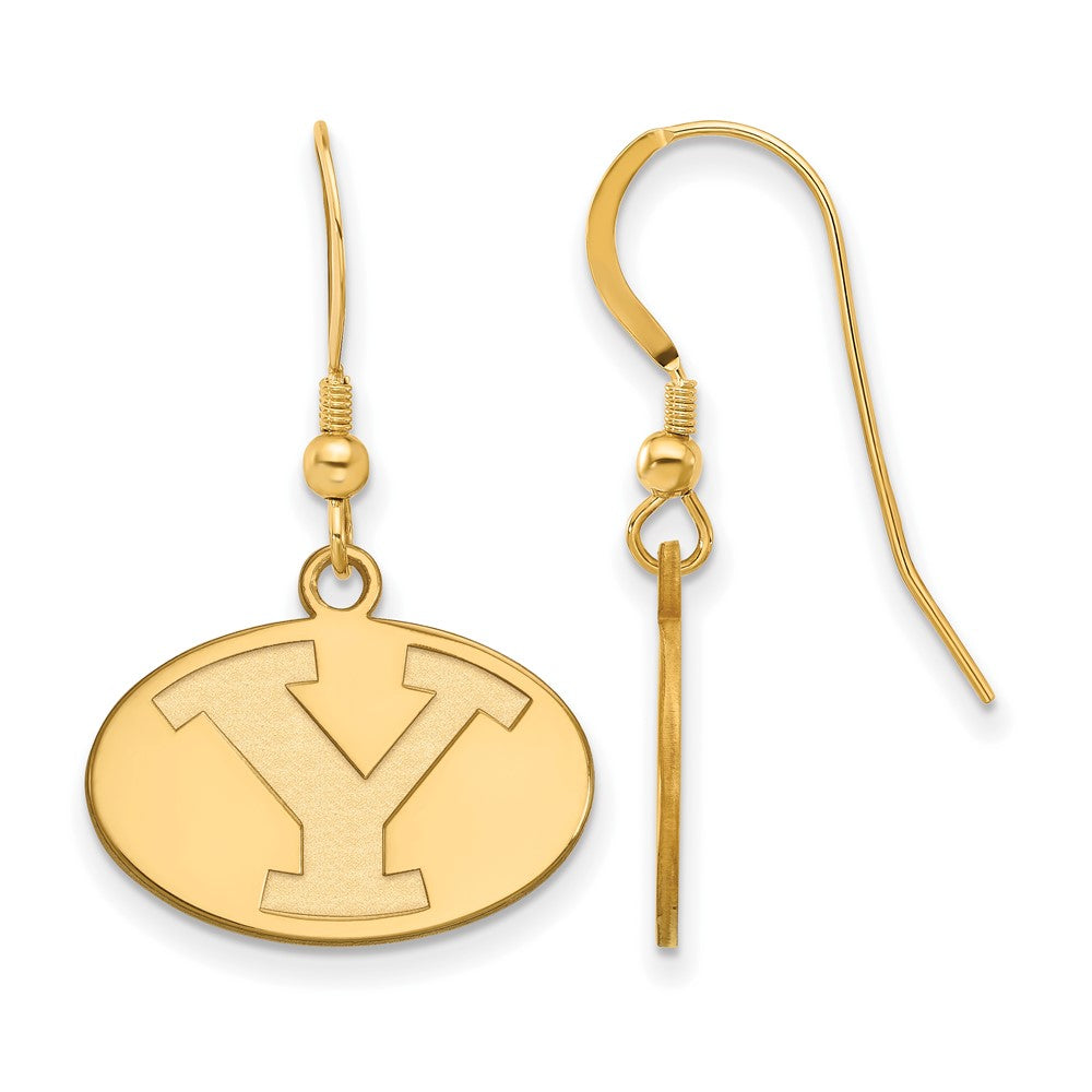 Gold Plated Sterling Silver Logoart Brigham Young University Letter Y Small Dangle Wire Earrings