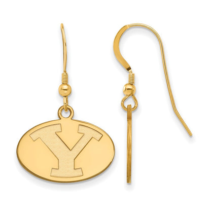 Gold Plated Sterling Silver Logoart Brigham Young University Letter Y Small Dangle Wire Earrings