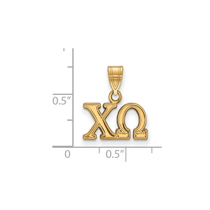 Gold Plated Sterling Silver Logoart Chi Omega Sorority Greek Letters Medium Pendant