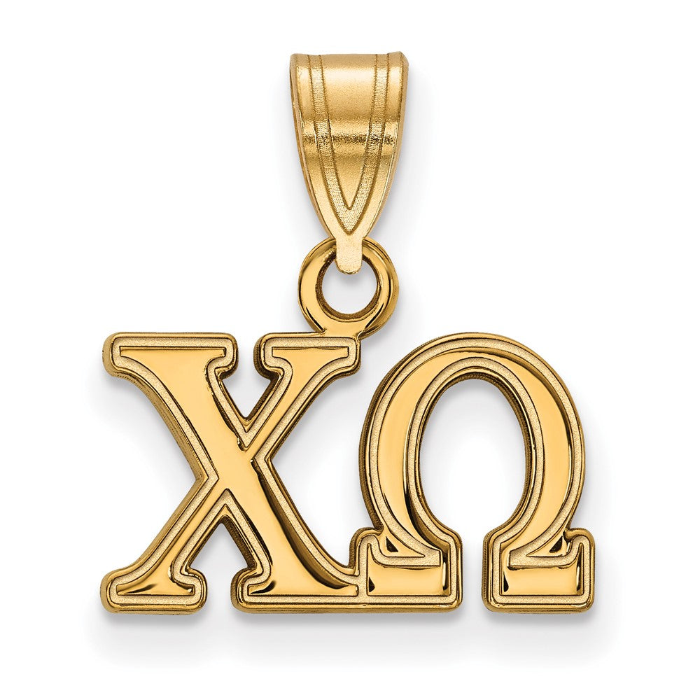 Gold Plated Sterling Silver Logoart Chi Omega Sorority Greek Letters Medium Pendant