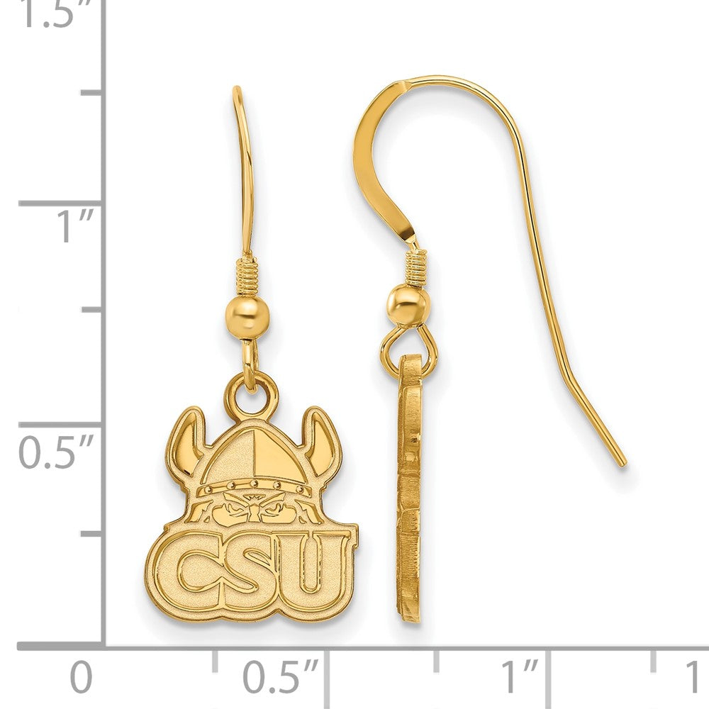 Gold Plated Sterling Silver Logoart Cleveland State University Small Dangle Wire Earrings