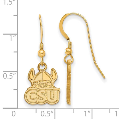 Gold Plated Sterling Silver Logoart Cleveland State University Small Dangle Wire Earrings