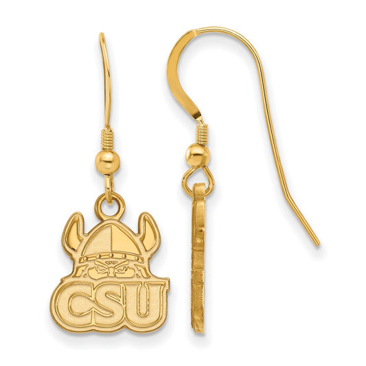 Gold Plated Sterling Silver Logoart Cleveland State University Small Dangle Wire Earrings