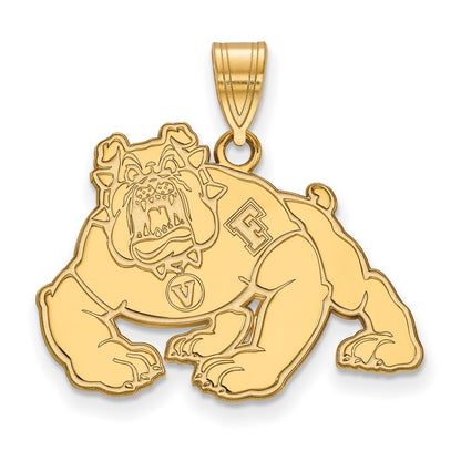 14K Yellow Gold Logoart California State University Fresno Bulldog Large Pendant