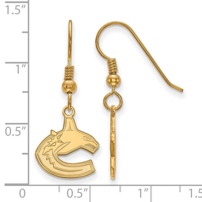 Gold Plated Sterling Silver Nhl Logoart Vancouver Canucks Small Dangle Earrings