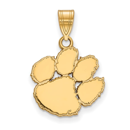 Gold Plated Sterling Silver Logoart Clemson University Tiger Paw Medium Pendant