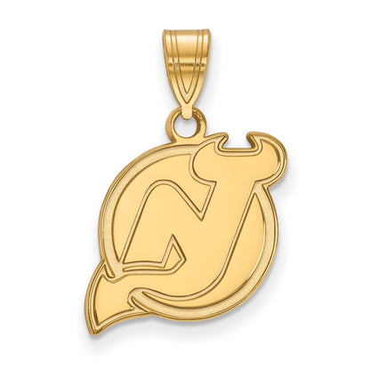 14K Yellow Gold Nhl Logoart New Jersey Devils Medium Pendant