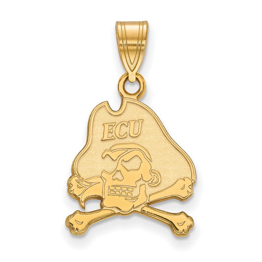 14K Yellow Gold Logoart East Carolina University Pirate Medium Pendant