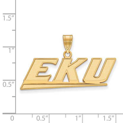 10K Yellow Gold Logoart Eastern Kentucky University E K U Medium Pendant