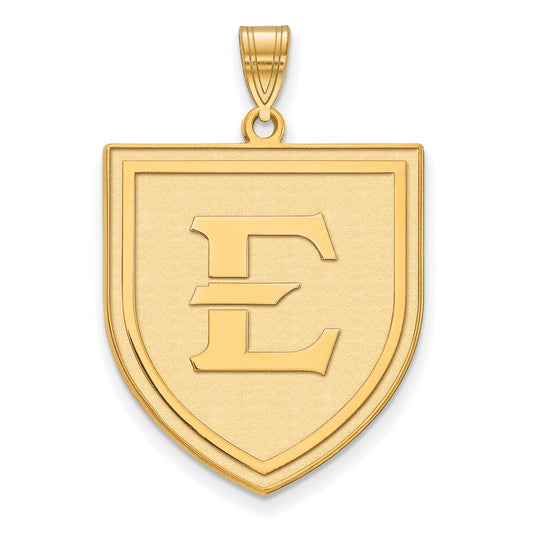 14K Yellow Gold Logoart East Tennessee State University Letter E Shield Extra Large Pendant