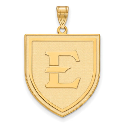 10K Yellow Gold Logoart East Tennessee State University Letter E Shield Extra Large Pendant