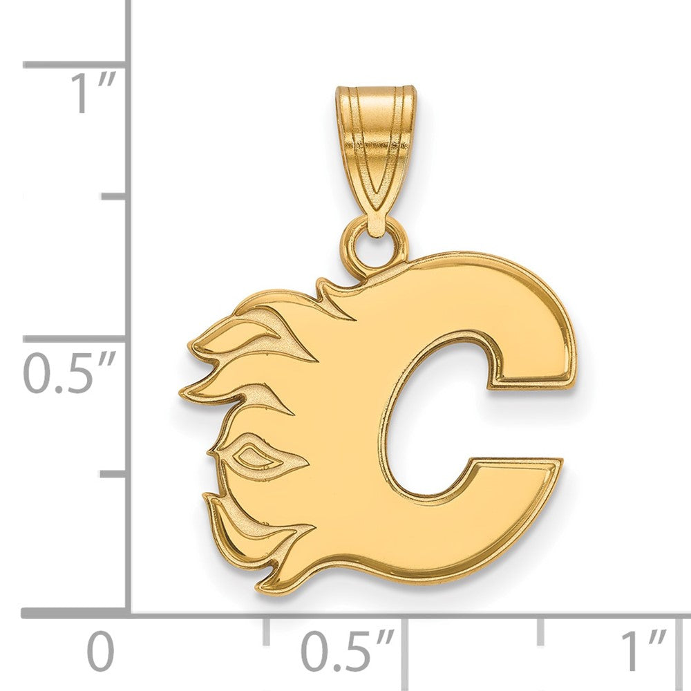 14K Yellow Gold Nhl Logoart Calgary Flames Letter C Medium Pendant