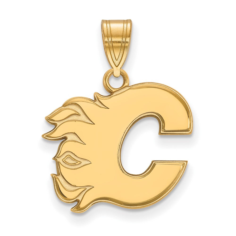 14K Yellow Gold Nhl Logoart Calgary Flames Letter C Medium Pendant