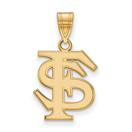 14K Yellow Gold Logoart Florida State University F S Medium Pendant