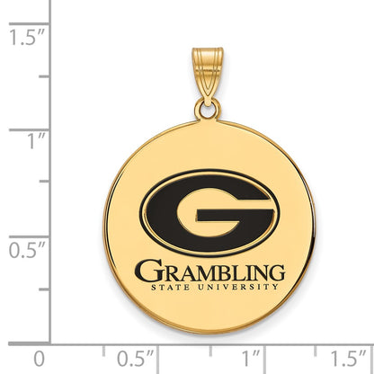 Gold Plated Sterling Silver Logoart Grambling State University Extra Large Enameled Disc Pendant