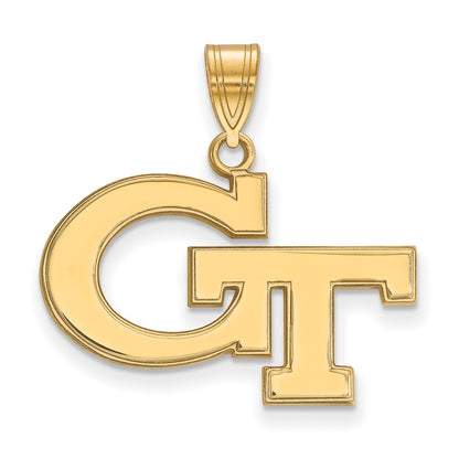 Gold Plated Sterling Silver Logoart Georgia Institute Of Technology G T Medium Pendant