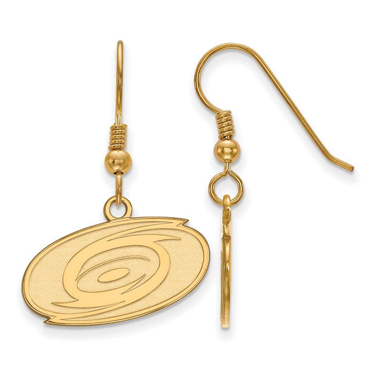 Gold Plated Sterling Silver Nhl Logoart Carolina Hurricanes Small Dangle Earrings