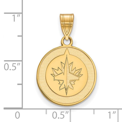 Gold Plated Sterling Silver Nhl Logoart Winnipeg Jets Medium Pendant