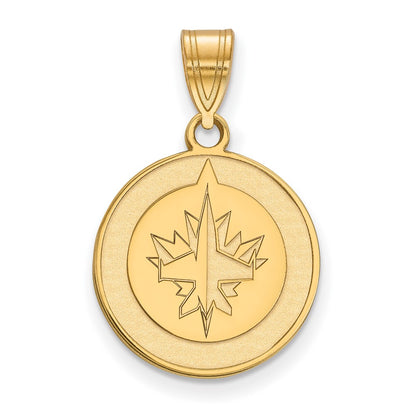 Gold Plated Sterling Silver Nhl Logoart Winnipeg Jets Medium Pendant