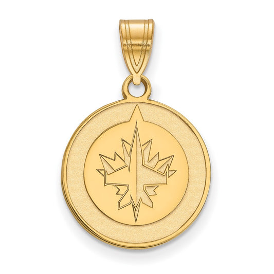 Gold Plated Sterling Silver Nhl Logoart Winnipeg Jets Medium Pendant