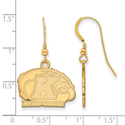 Gold Plated Sterling Silver Logoart Kent State University Small Dangle Wire Earrings