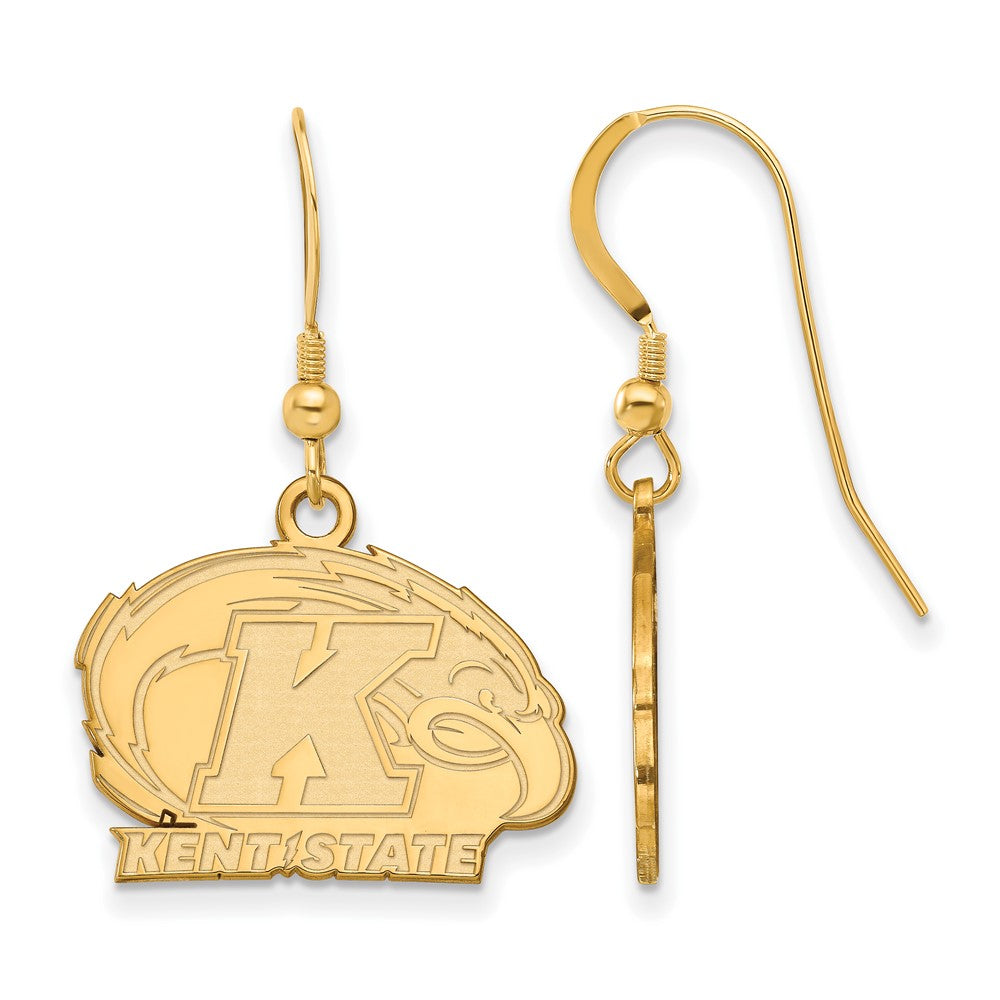 Gold Plated Sterling Silver Logoart Kent State University Small Dangle Wire Earrings