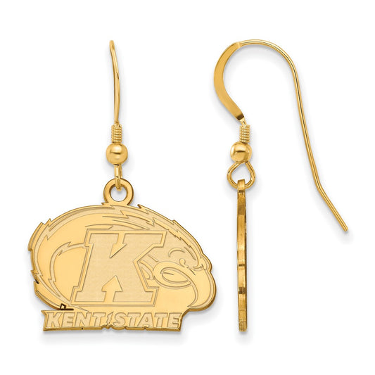 Gold Plated Sterling Silver Logoart Kent State University Small Dangle Wire Earrings