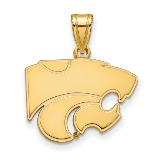 Gold Plated Sterling Silver Logoart Kansas State University Wildcat Medium Pendant