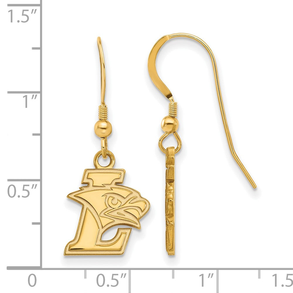 Gold Plated Sterling Silver Logoart Lehigh University Small Dangle Wire Earrings