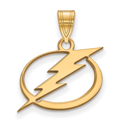 Gold Plated Sterling Silver Nhl Logoart Tampa Bay Lightning Medium Pendant