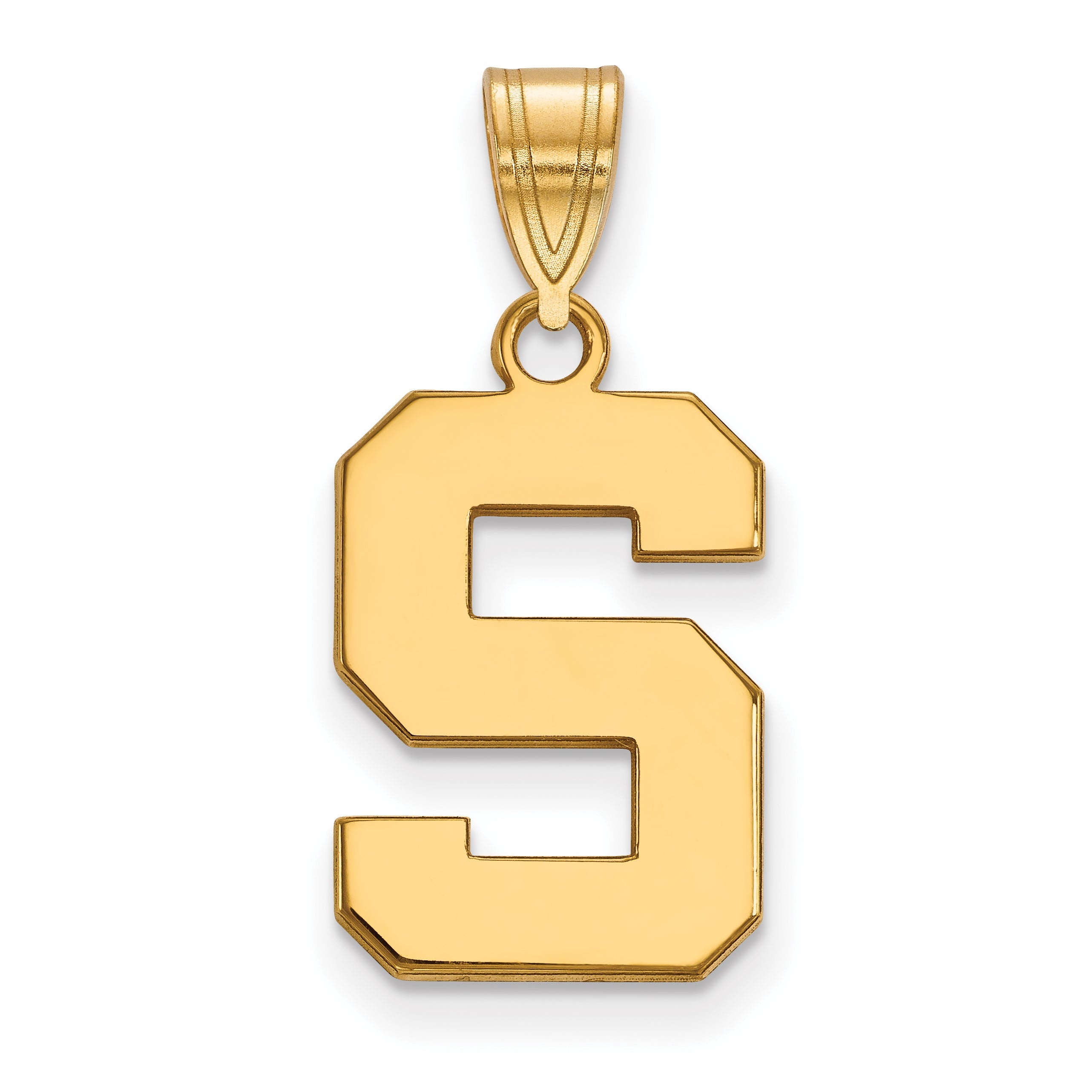 Gold Plated Sterling Silver Logoart Michigan State University Letter S Medium Pendant