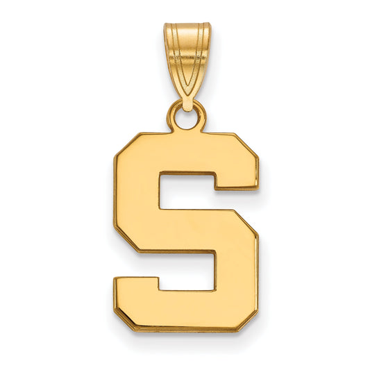 Gold Plated Sterling Silver Logoart Michigan State University Letter S Medium Pendant