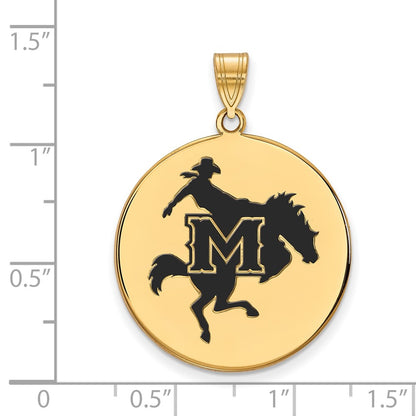 Gold Plated Sterling Silver Logoart Mcneese State University Extra Large Enameled Disc Pendant