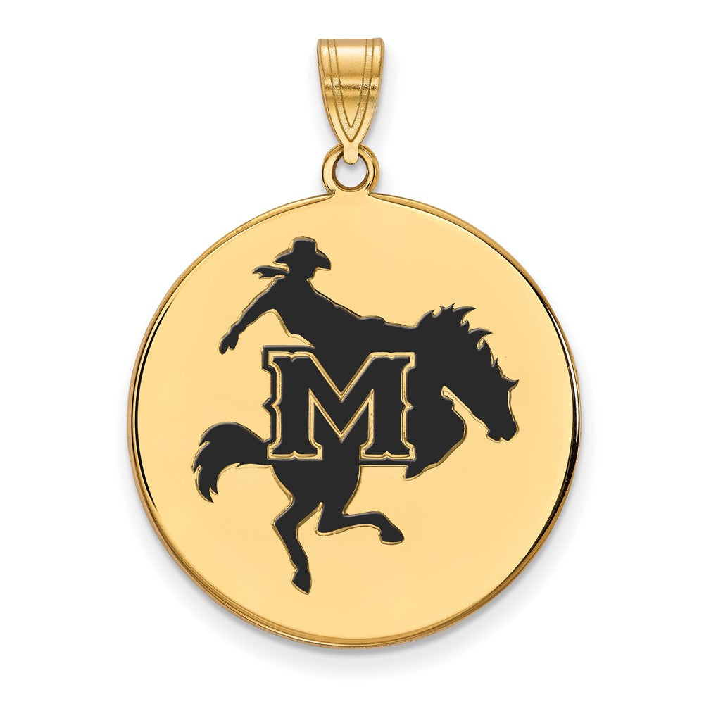 Gold Plated Sterling Silver Logoart Mcneese State University Extra Large Enameled Disc Pendant