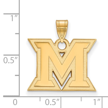 10K Yellow Gold Logoart Miami University Ohio Letter M Medium Pendant