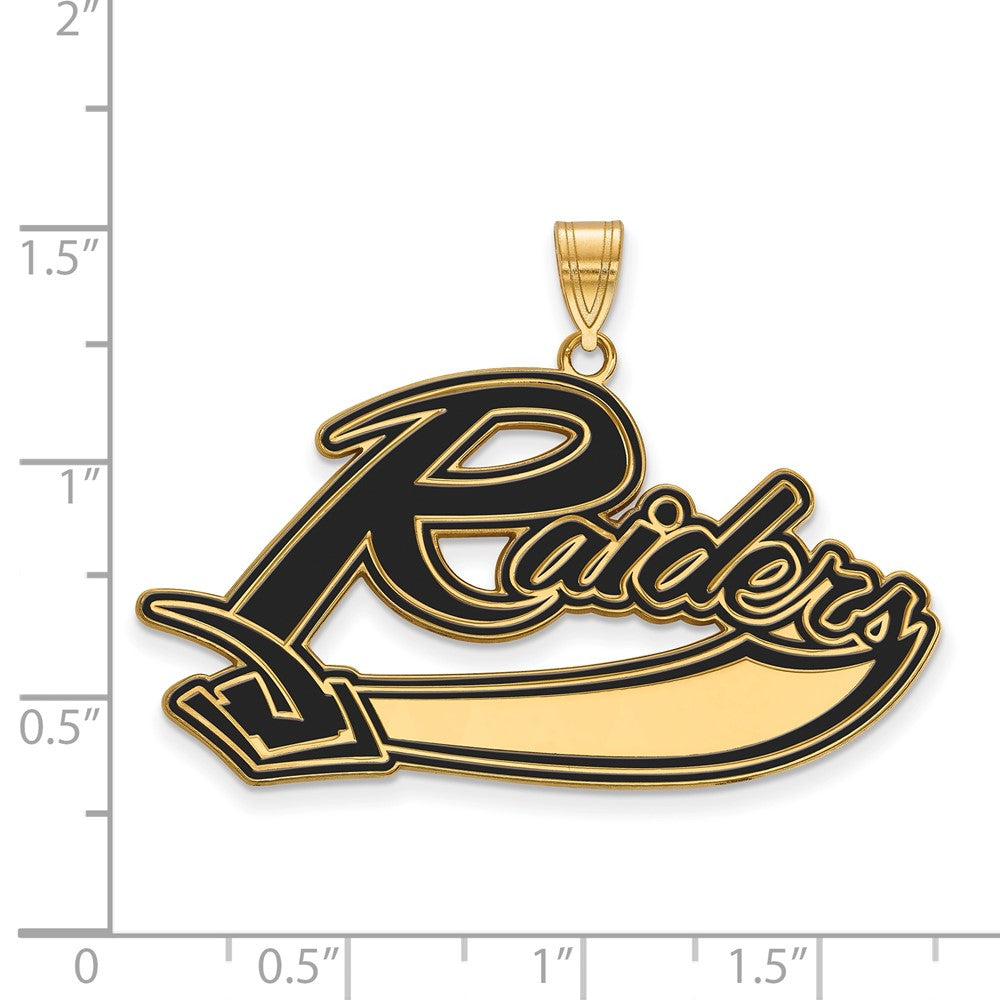 Gold Plated Sterling Silver Logoart Mt Union College Raiders Extra Large Enameled Pendant