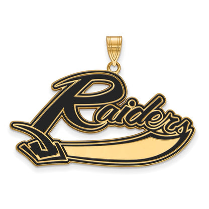 Gold Plated Sterling Silver Logoart Mt Union College Raiders Extra Large Enameled Pendant